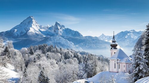 Вацманн, вершина, гірський пейзаж, зимовий сезон, сніговий покров, 4K Ultra HD шпалери зима