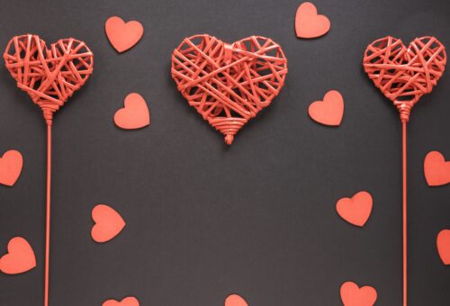 Red heart sticks decoration, valentines day wallpaper